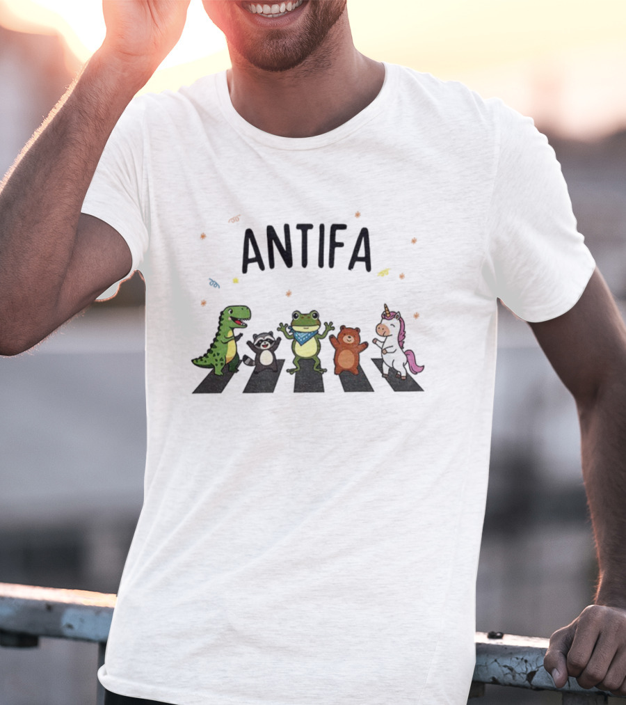 ANTIFA Portland Dancing Frog Dinosaur Raccoon Bear Unicorn T-Shirt