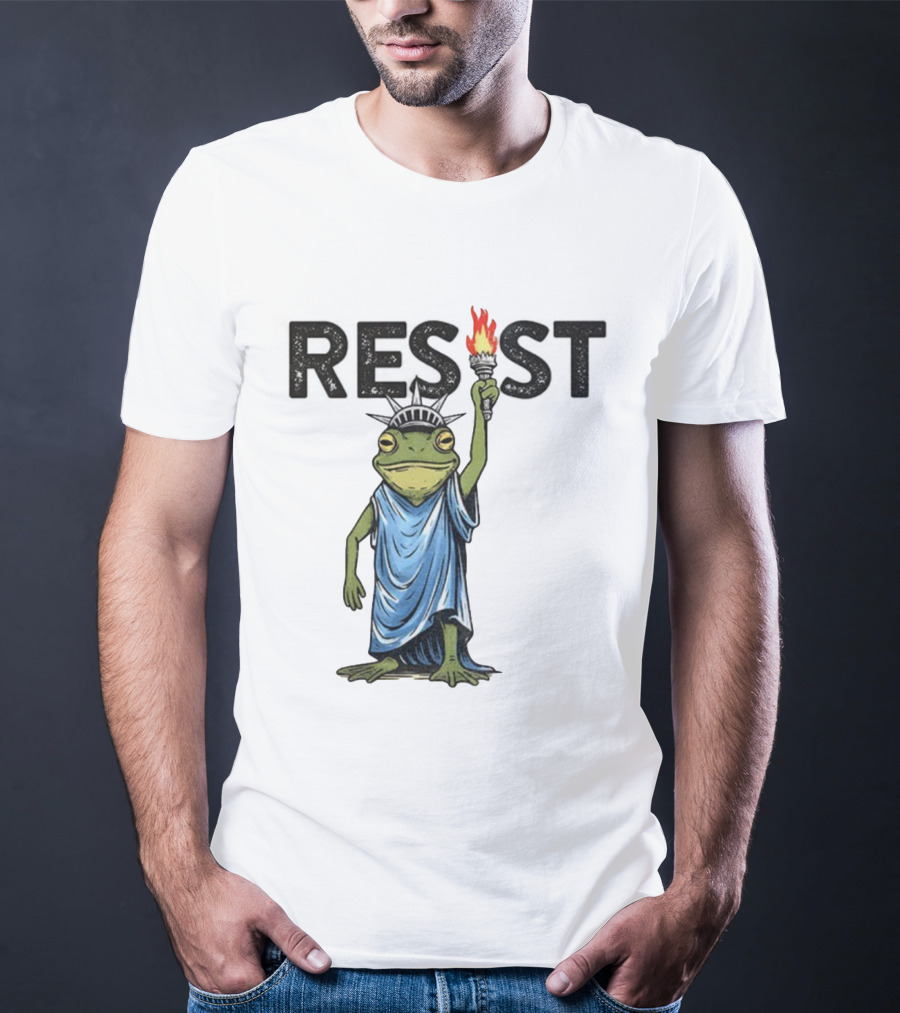 Portland Frog Resist Protest Statue Of Liberty Torch T-Shirt