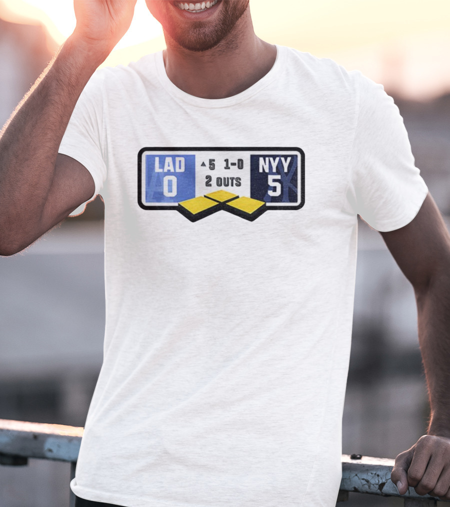 Los Angeles Dodgers Vs New York Yankees Scoreboard Christmas 2025 Baseball Player T-Shirt