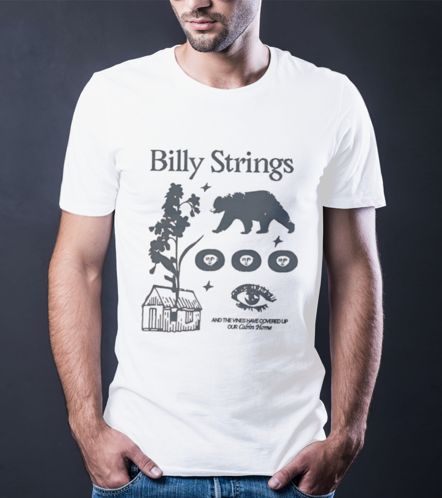 Billy Strings Cabin Bear Tree Rings Eye And Rustic Cabin T-Shirt