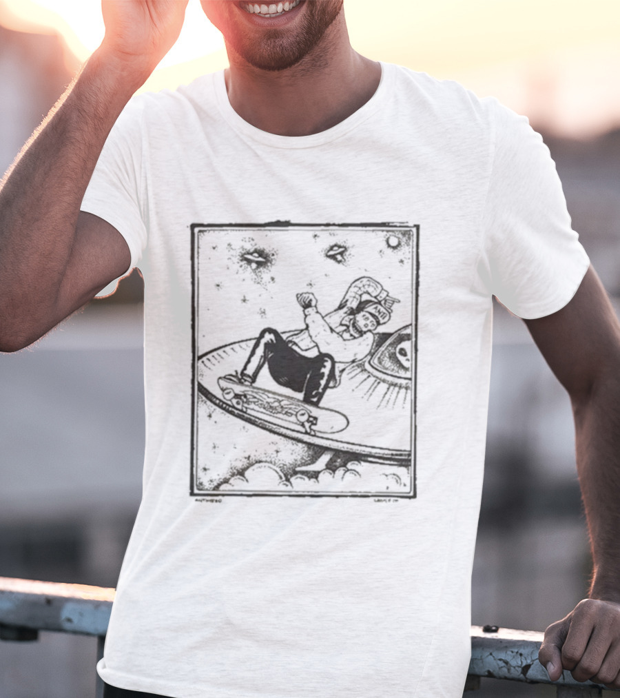 Antihero Peter Hewitt Lance Mountain Skateboarding UFO Adventure In Space T-Shirt