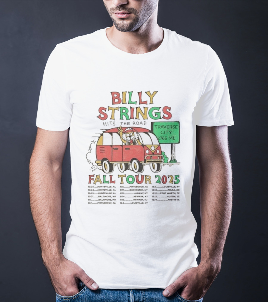 Billy Strings Hits The Road Fall Tour 2025 Traverse City Van 2765 MI T-Shirt