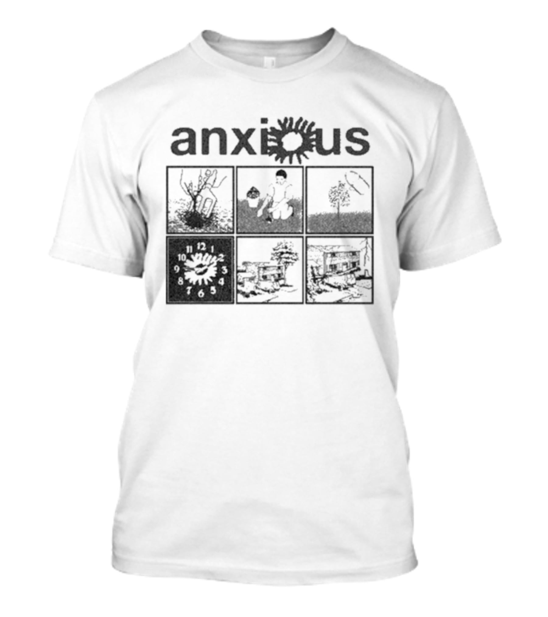 Anxious Van Comic Anxiety Panel Flower Sun Panels T-Shirt
