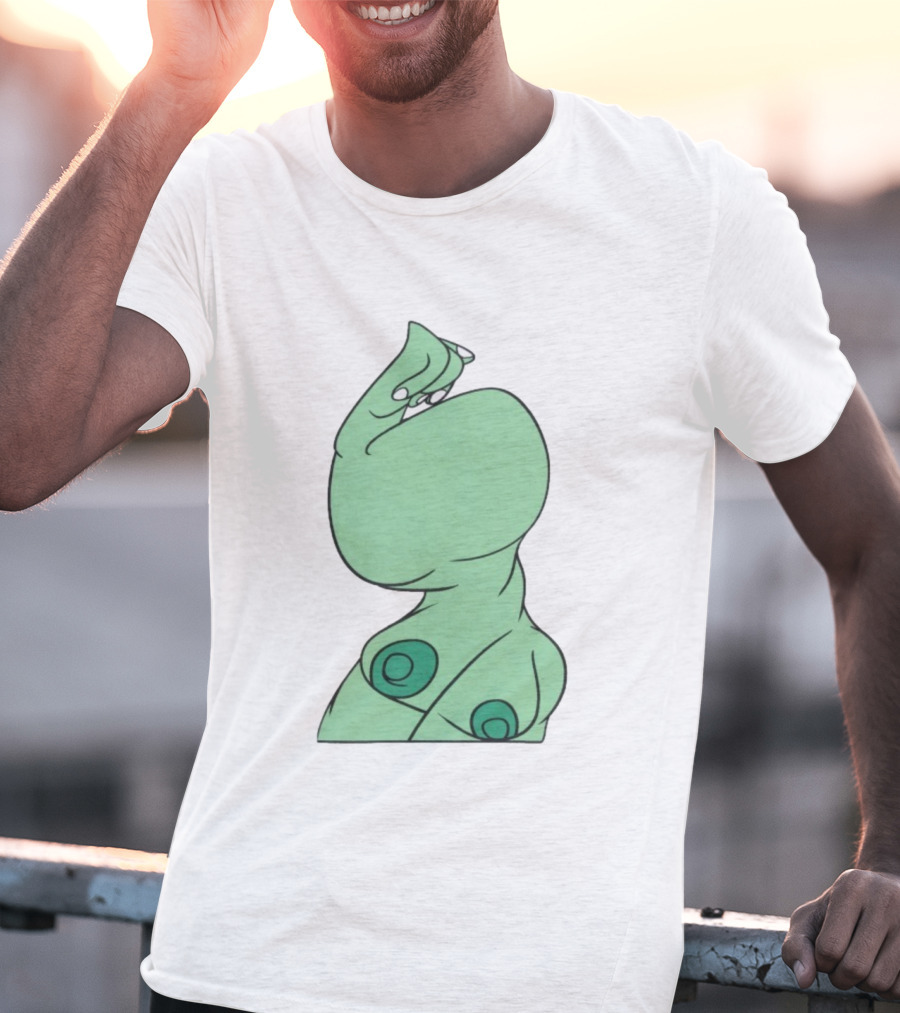 Bicep Flexing Cartoon Figure With Green Color Theme Pasadena T-Shirt