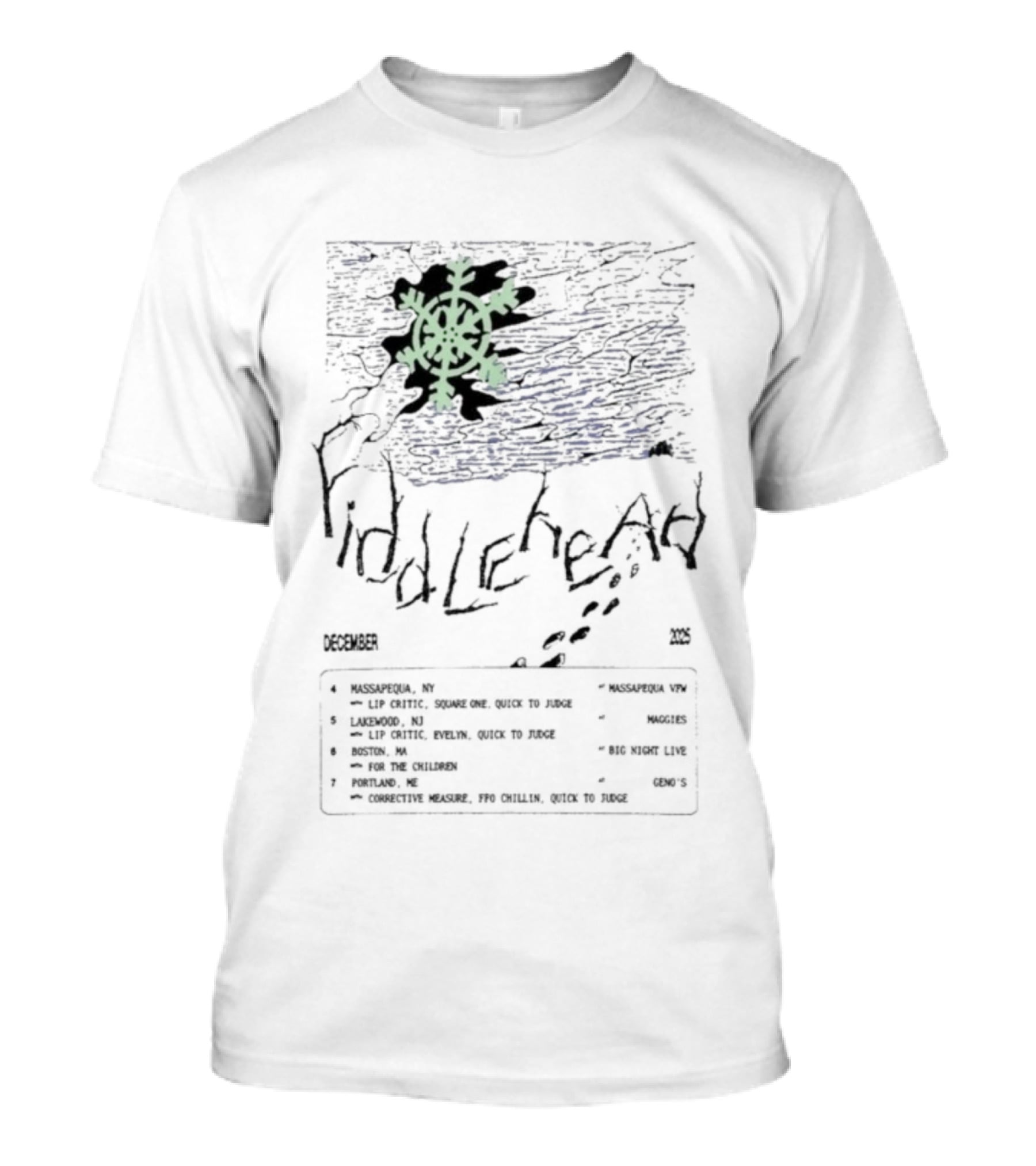 Fiddlehead Tour December 2025 Snowflake Icon Boston Philadelphia Chicago T-Shirt