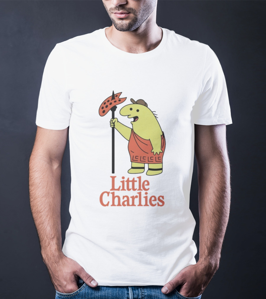 Little Charlies Cartoon Character With Tribal Shield T-Shirt