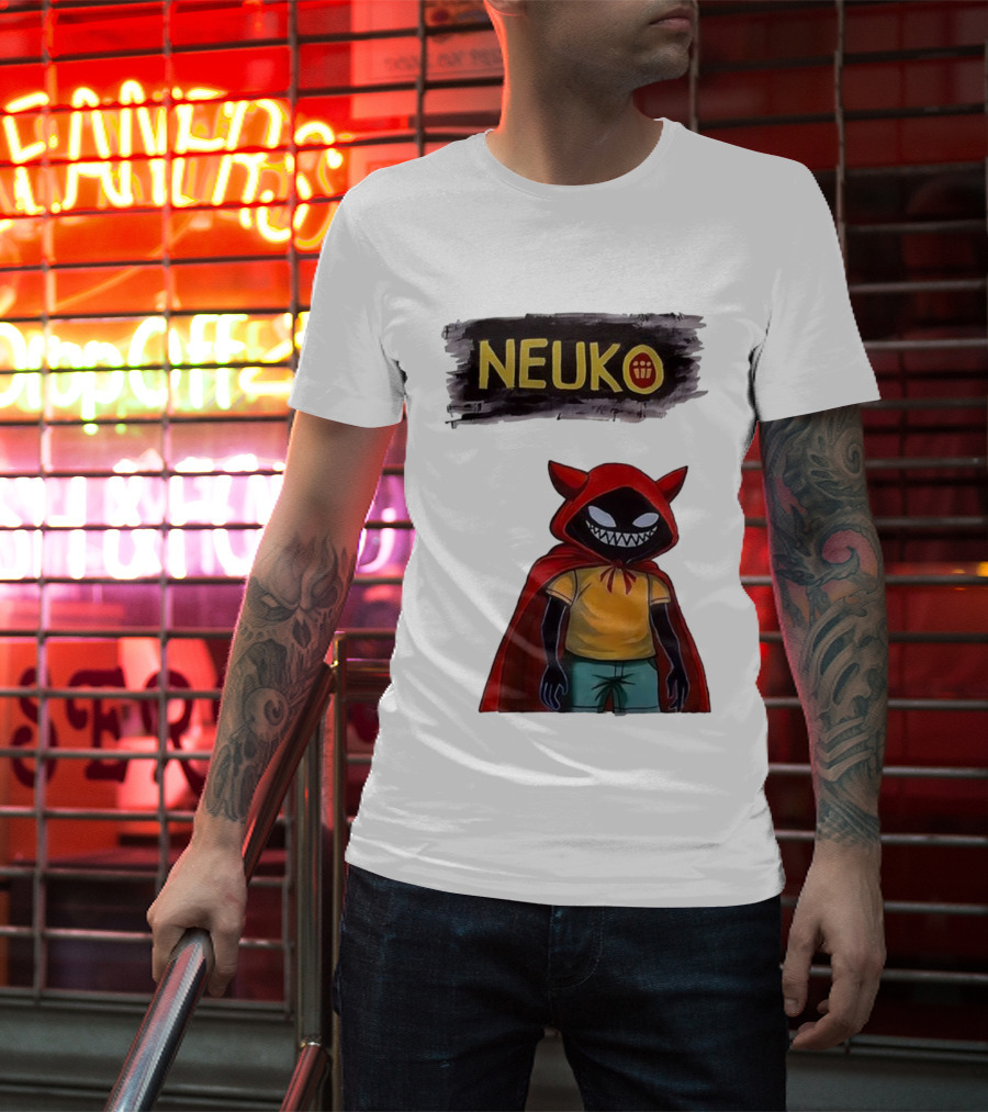 Neuko Evilhood Red Cloak Character With Mischievous Grin T-Shirt