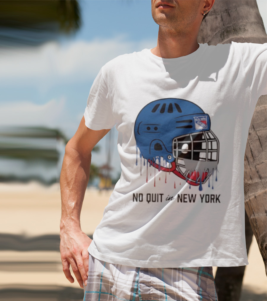 New York Rangers Drippy Helmet No Quit T-Shirt