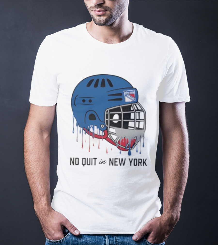 New York Rangers Drippy Helmet No Quit T-Shirt