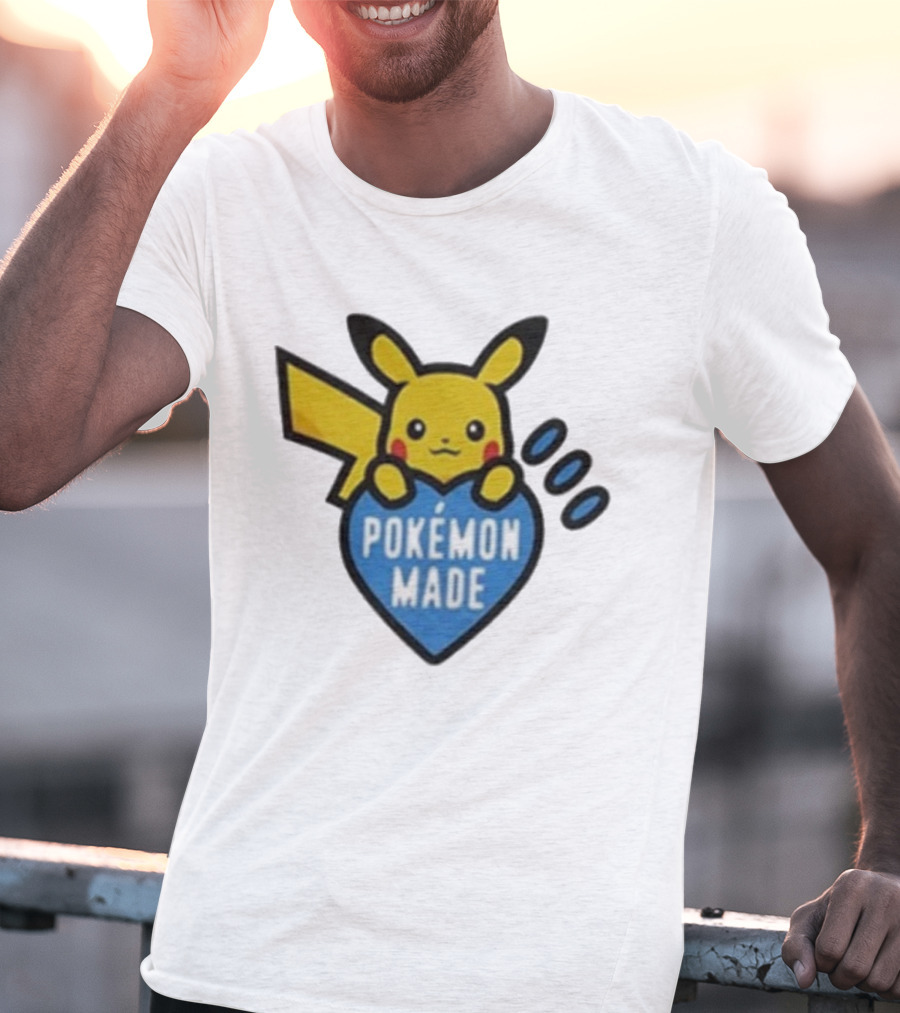 Pikachu Pokemon Made Heart Design T-Shirt