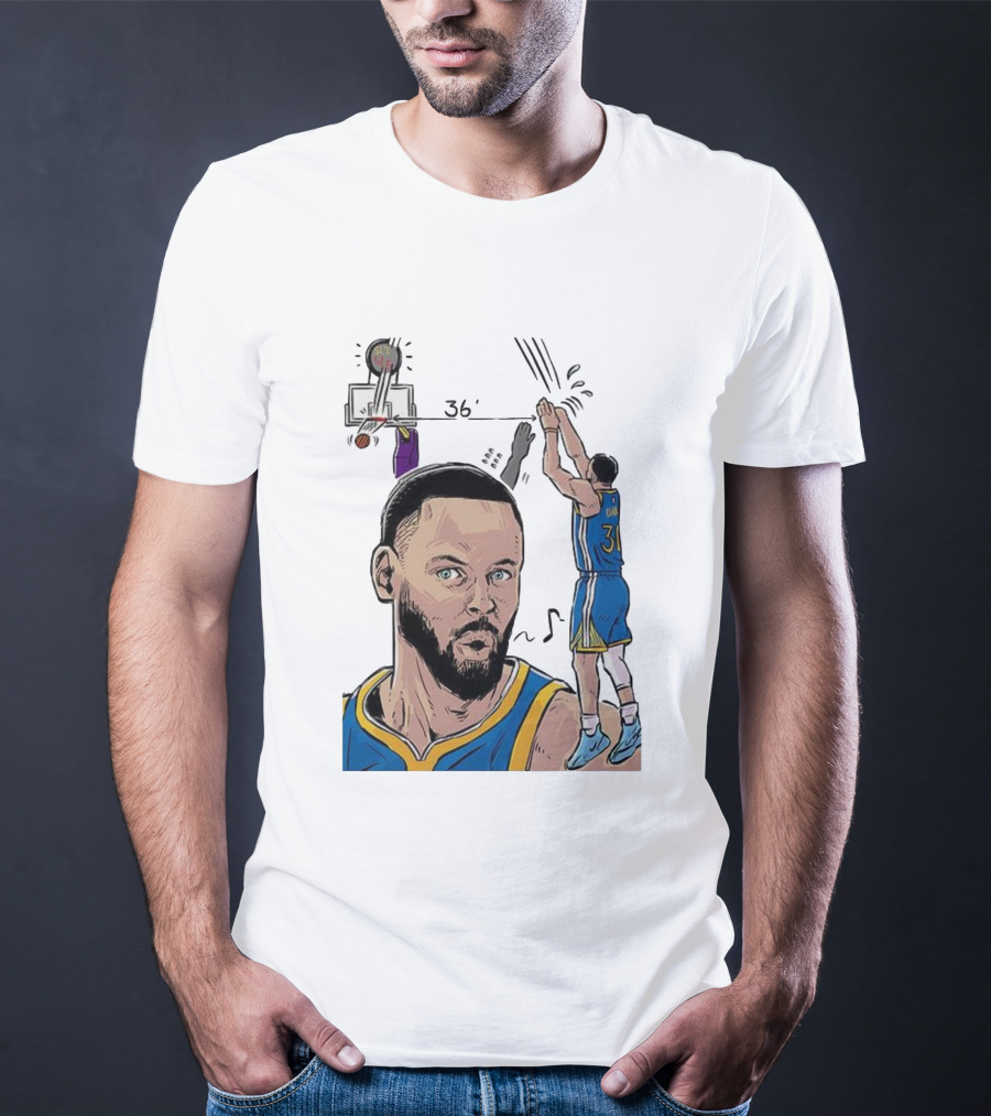 Stephen Curry Golden State Warriors NBA 36 Feet Comic Basketball Shot T-Shirt