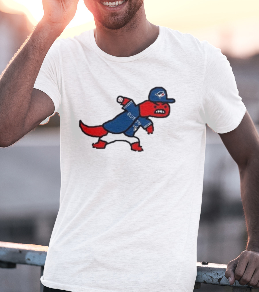 Toronto Raptors Blue Jays Crossover 2025 Mascot Baseball Throw T-Shirt
