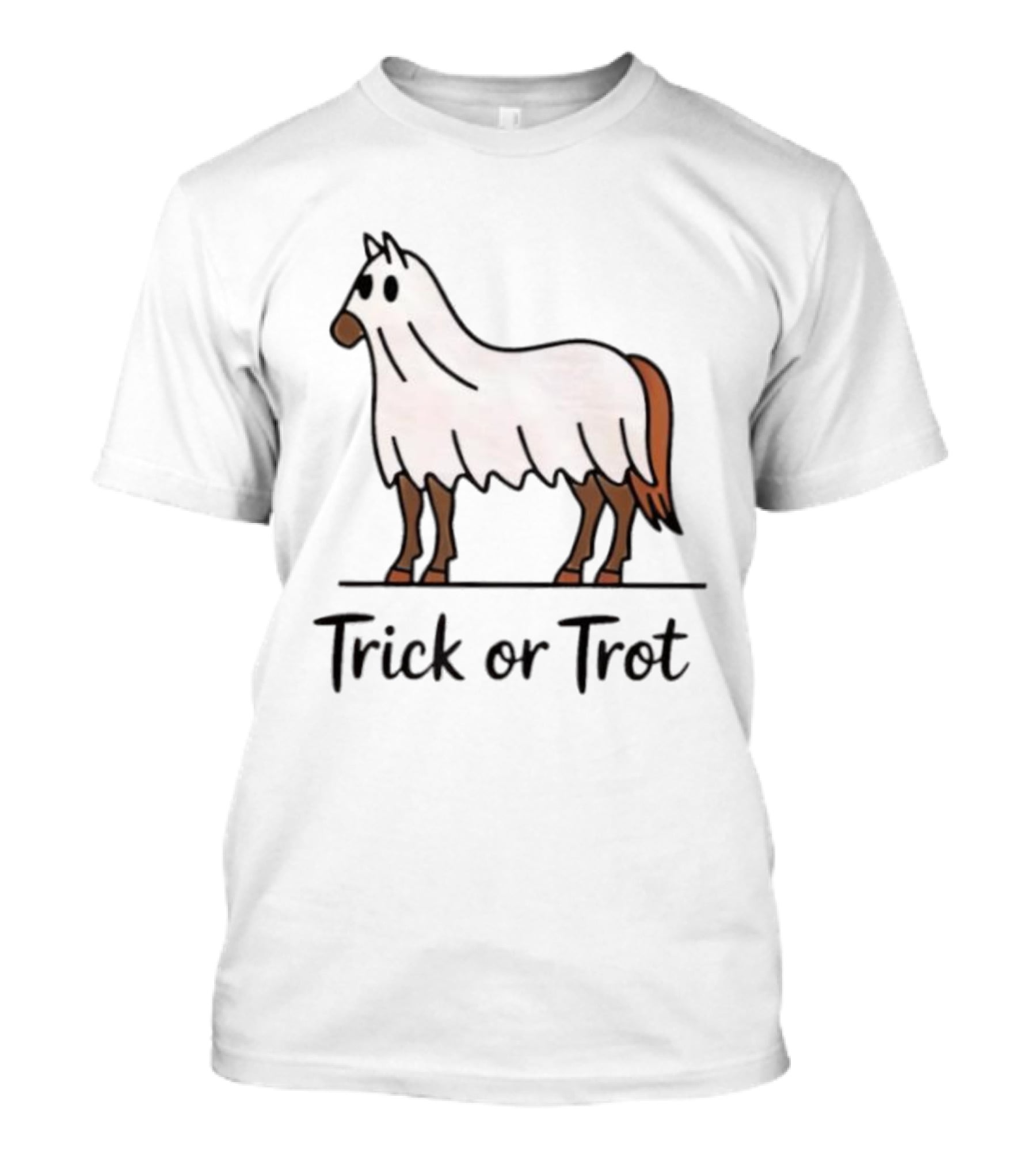 Trick Or Trot Halloween Horse Lover Cute Ghost Costume T-Shirt