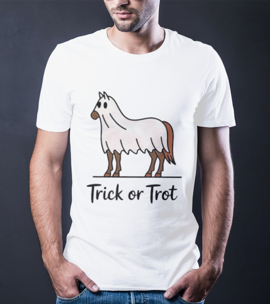 Trick Or Trot Halloween Horse Lover Cute Ghost Costume T-Shirt