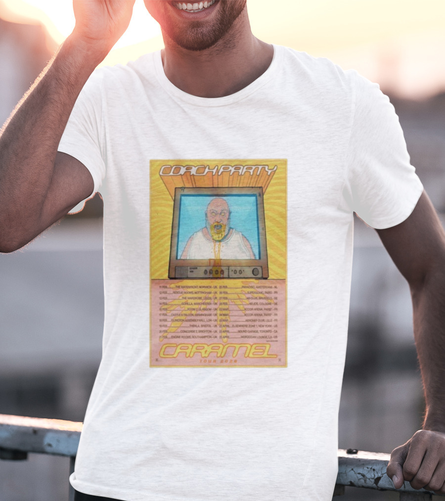 Coach Party Caramel Tour 2026 Concert Dates And Venues With Retro TV Illustration T-Shirt