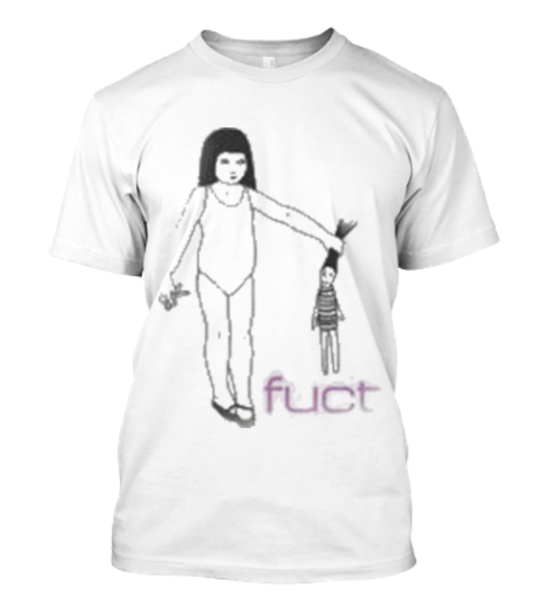 Fuct Scissor Psychosis Drawing With Figure Holding Object T-Shirt