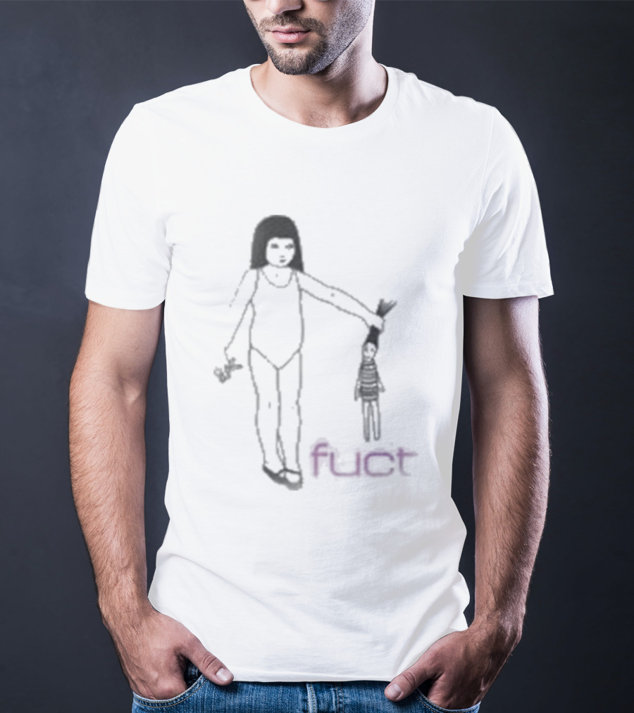 Fuct Scissor Psychosis Drawing With Figure Holding Object T-Shirt