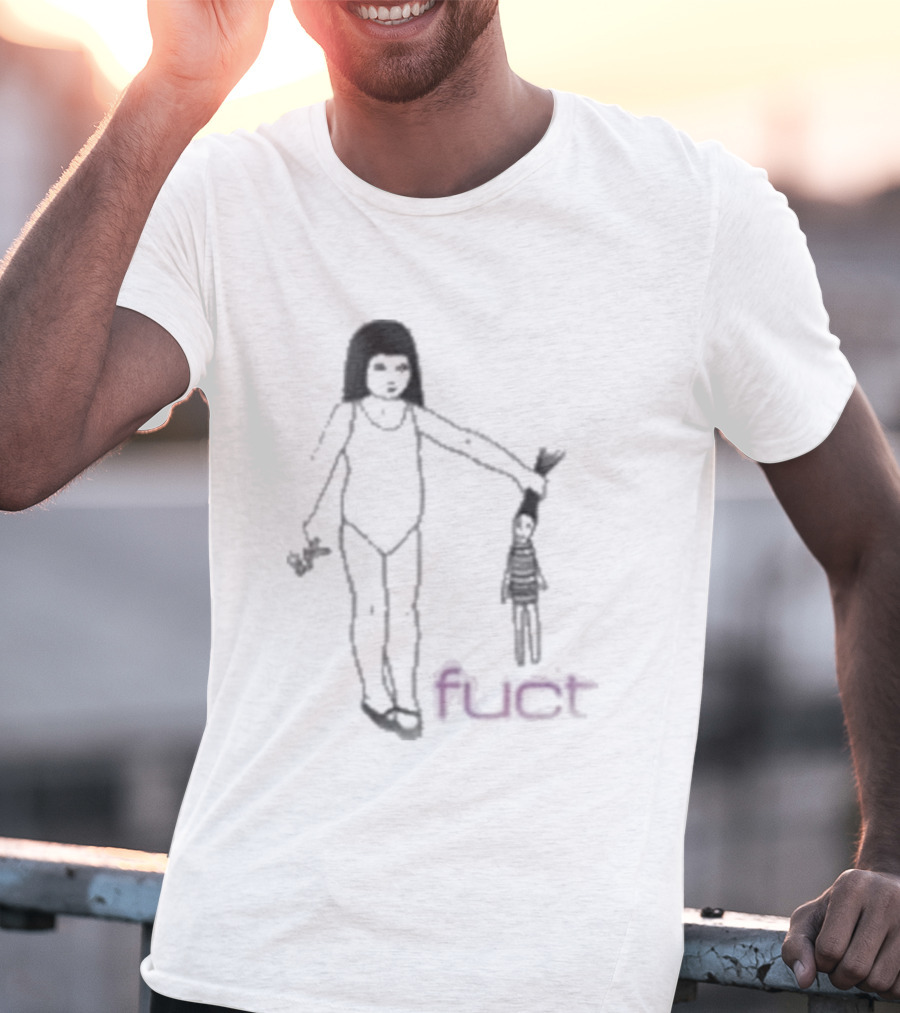 Fuct Scissor Psychosis Drawing With Figure Holding Object T-Shirt
