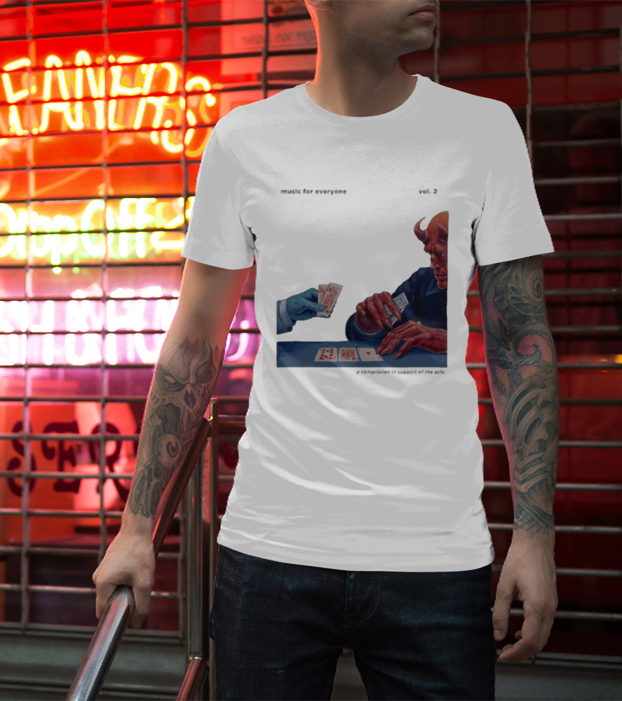 L.S. Dunes Music For Everyone Vol. 2 Satan Card Game Demon Illustration T-Shirt