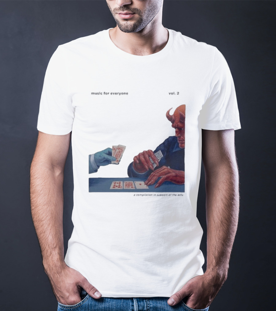 L.S. Dunes Music For Everyone Vol. 2 Satan Card Game Demon Illustration T-Shirt