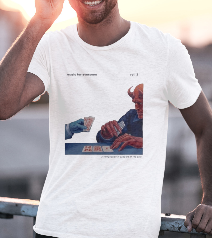 L.S. Dunes Music For Everyone Vol. 2 Satan Card Game Demon Illustration T-Shirt