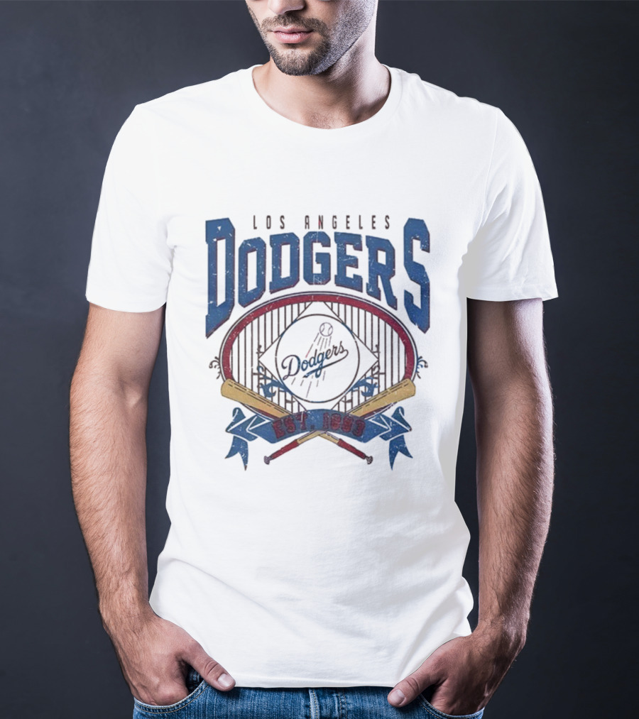 Los Angeles Dodgers Vintage 90s Est 1883 Baseball Team Retro Style T-Shirt