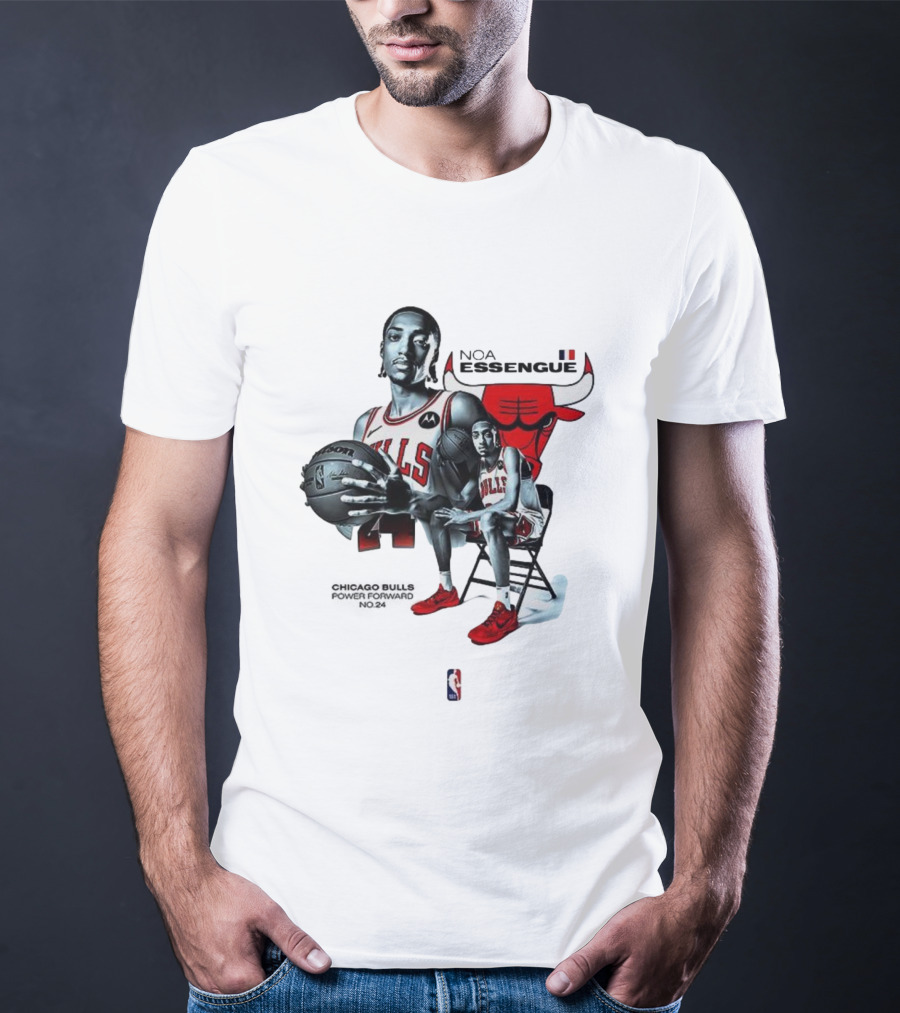 Noa Essengue Chicago Bulls Power Forward NBA Basketball Number 24 T-Shirt