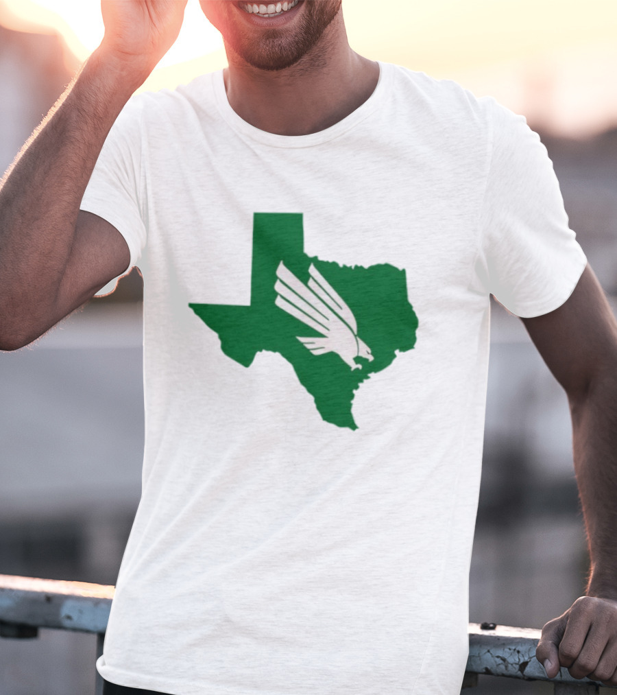 North Texas State Texas Diving Eagle Green Map T-Shirt
