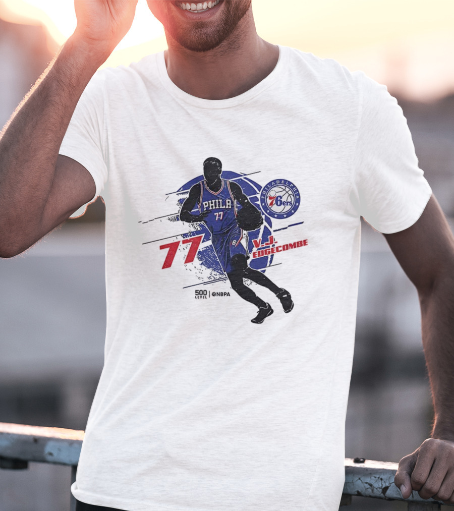 Philadelphia 76ers VJ Edgecombe Number 77 Basketball Player T-Shirt