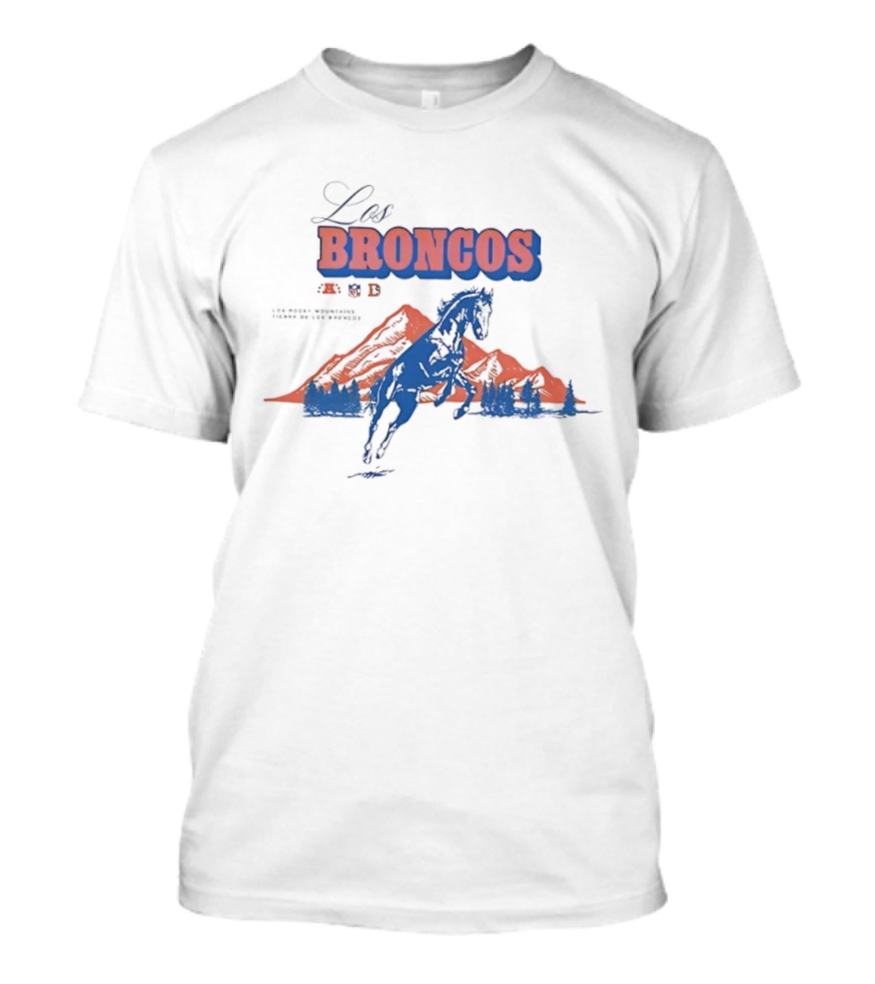 Los Broncos Vintage Witness Tradition ’47 Tubular Horse Denver Mountains T-Shirt