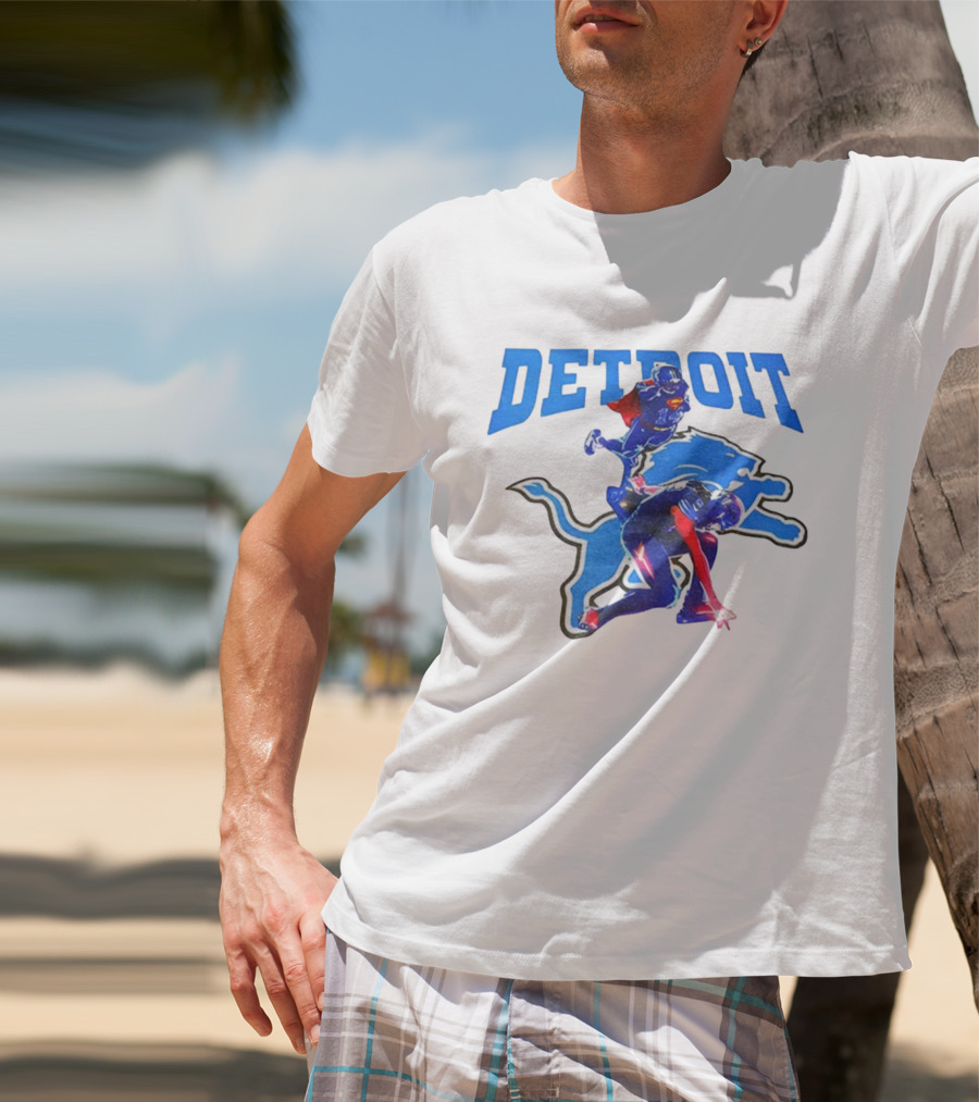 Detroit Lions Superman Crossover Athlete Leap T-Shirt