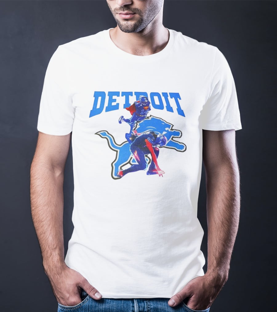 Detroit Lions Superman Crossover Athlete Leap T-Shirt