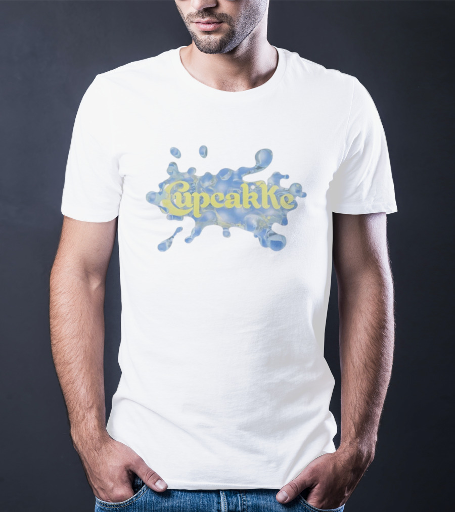 Cupcakke Yellow Text Blue Splash Design T-Shirt
