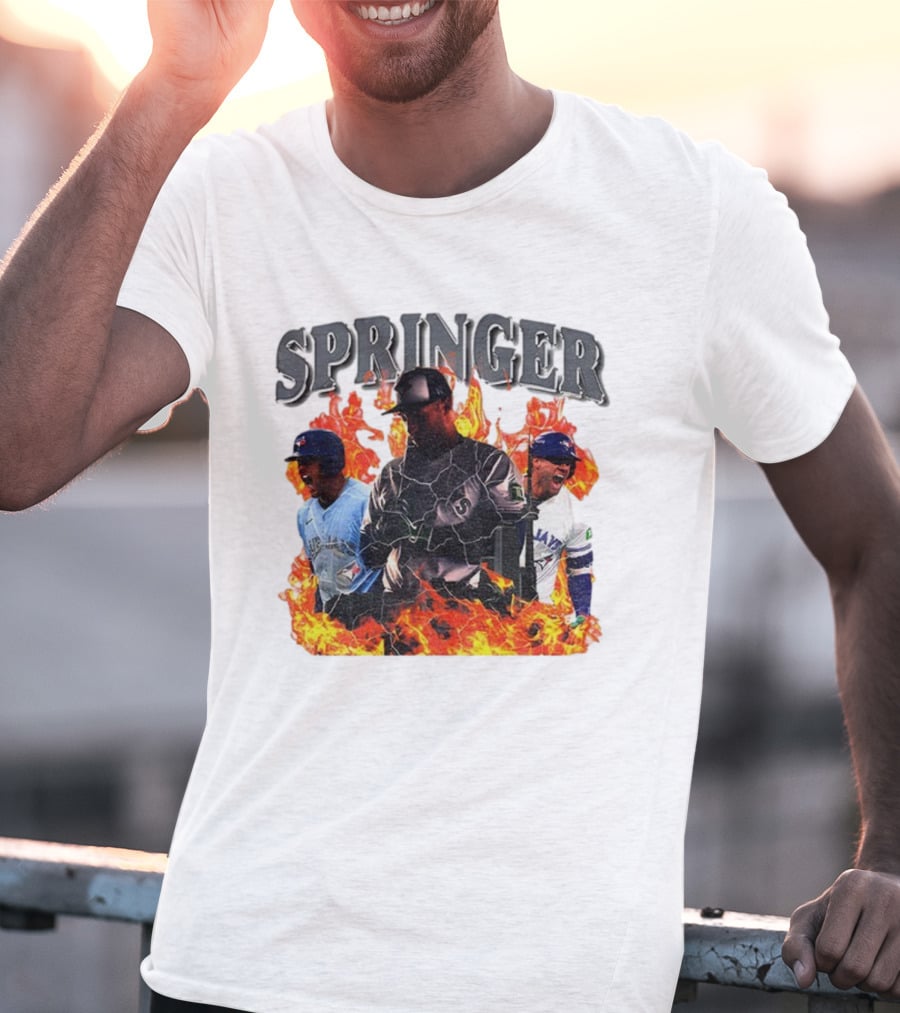 SPRINGER George Toronto Blue Jays Playoffs Fire Background T-Shirt