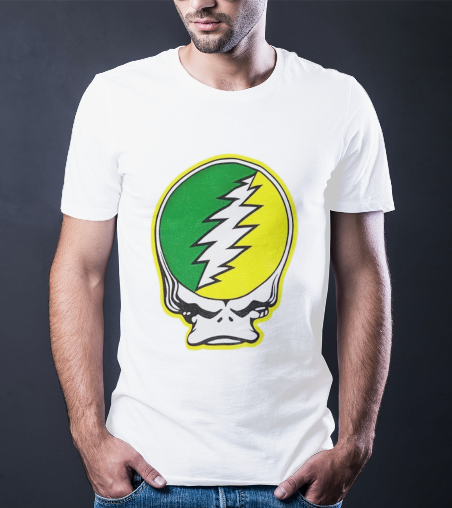 Grateful Ducks Grateful Dead Steal Your Face Green Yellow Bolt 26 T-Shirt