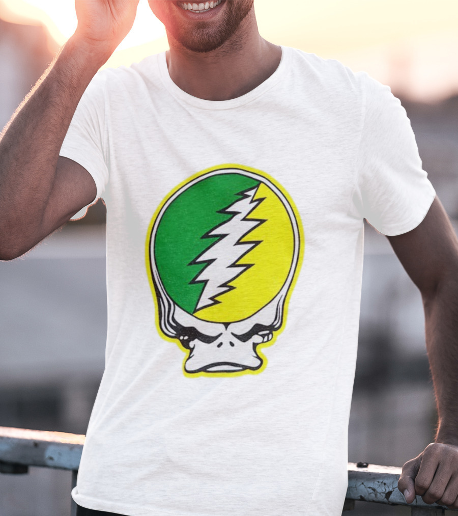 Grateful Ducks Grateful Dead Steal Your Face Green Yellow Bolt 26 T-Shirt