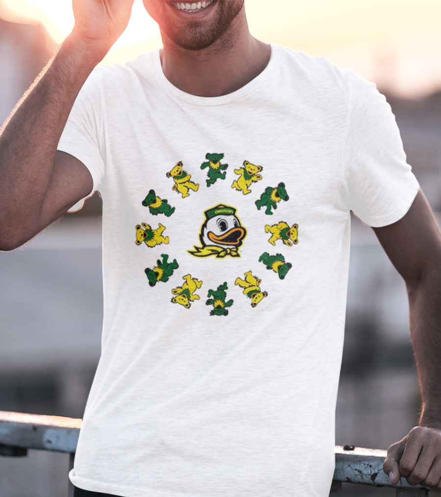 Grateful Ducks Oregon Ducks Grateful Dead Bear Circle T-Shirt