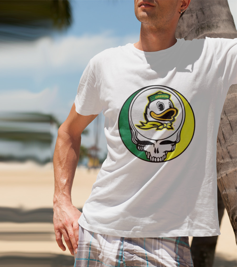 Grateful Ducks Oregon Ducks Grateful Dead Skull Icon Fusion T-Shirt