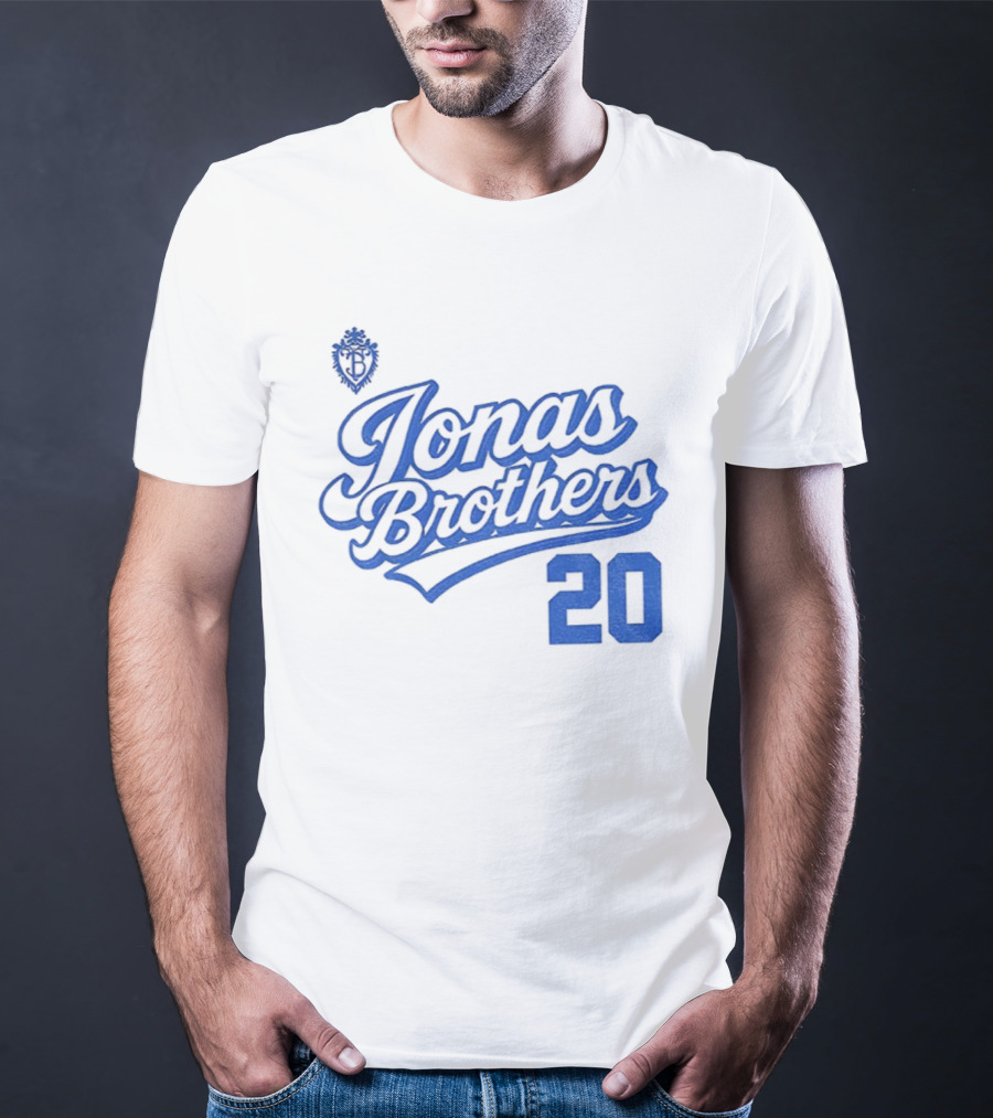 Jonas Brothers Blue Script 20 Tour Design T-Shirt