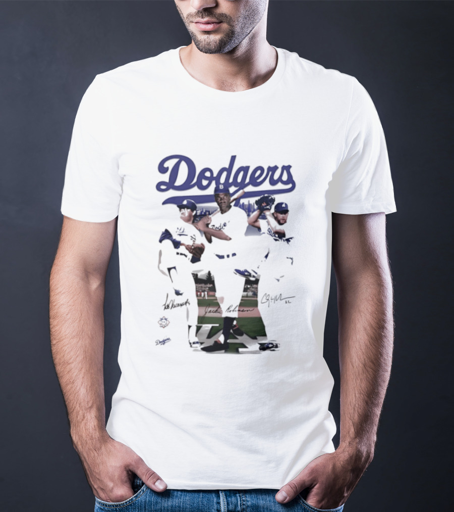 Los Angeles Dodgers Mookie Betts Steve Sax Clayton Kershaw Signatures Vintage Style T-Shirt