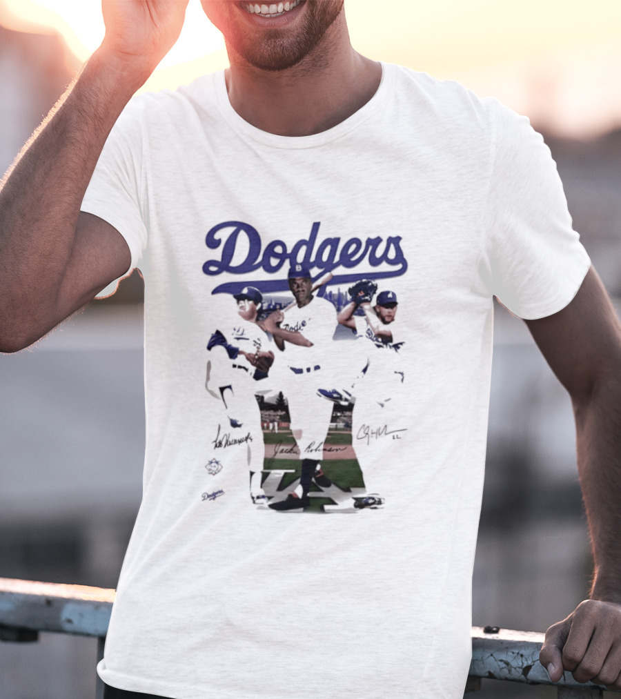 Los Angeles Dodgers Mookie Betts Steve Sax Clayton Kershaw Signatures Vintage Style T-Shirt