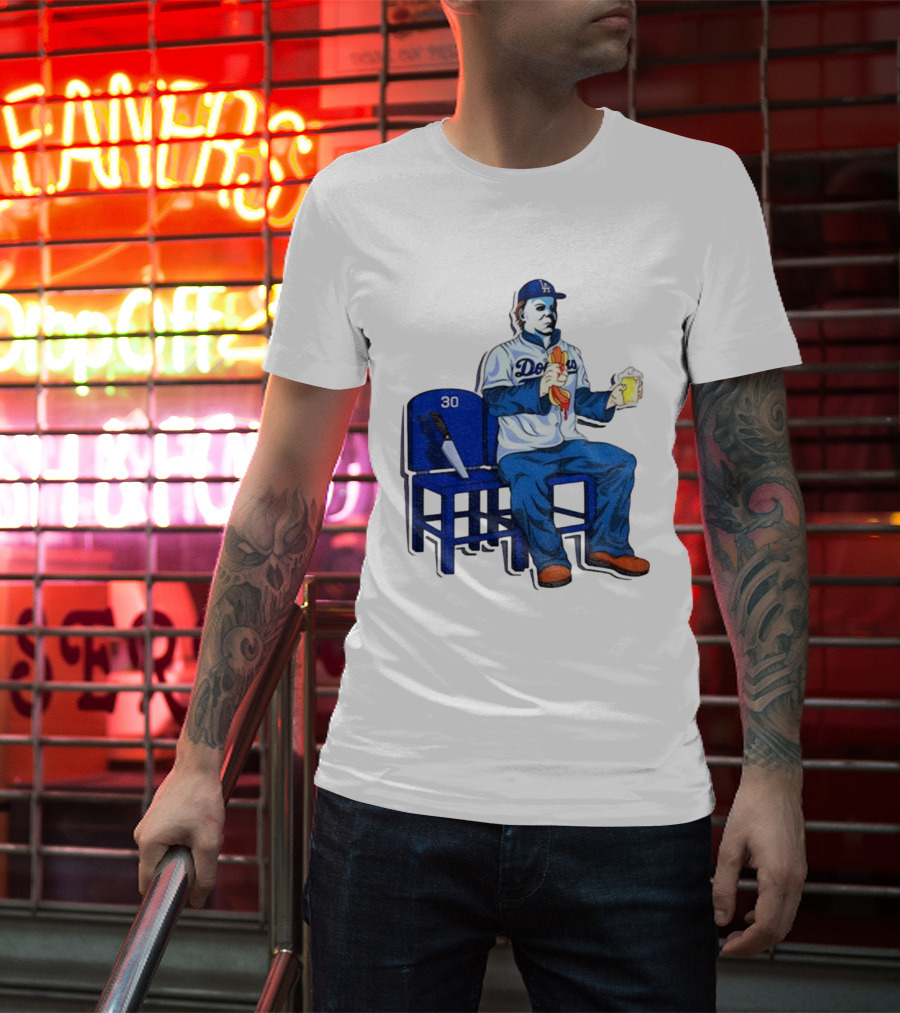 Michael Myers Dodgers Dave Roberts Hot Dog Beer MLB 2025 T-Shirt