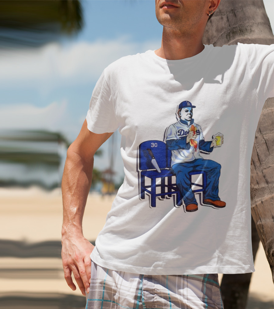 Michael Myers Dodgers Dave Roberts Hot Dog Beer MLB 2025 T-Shirt