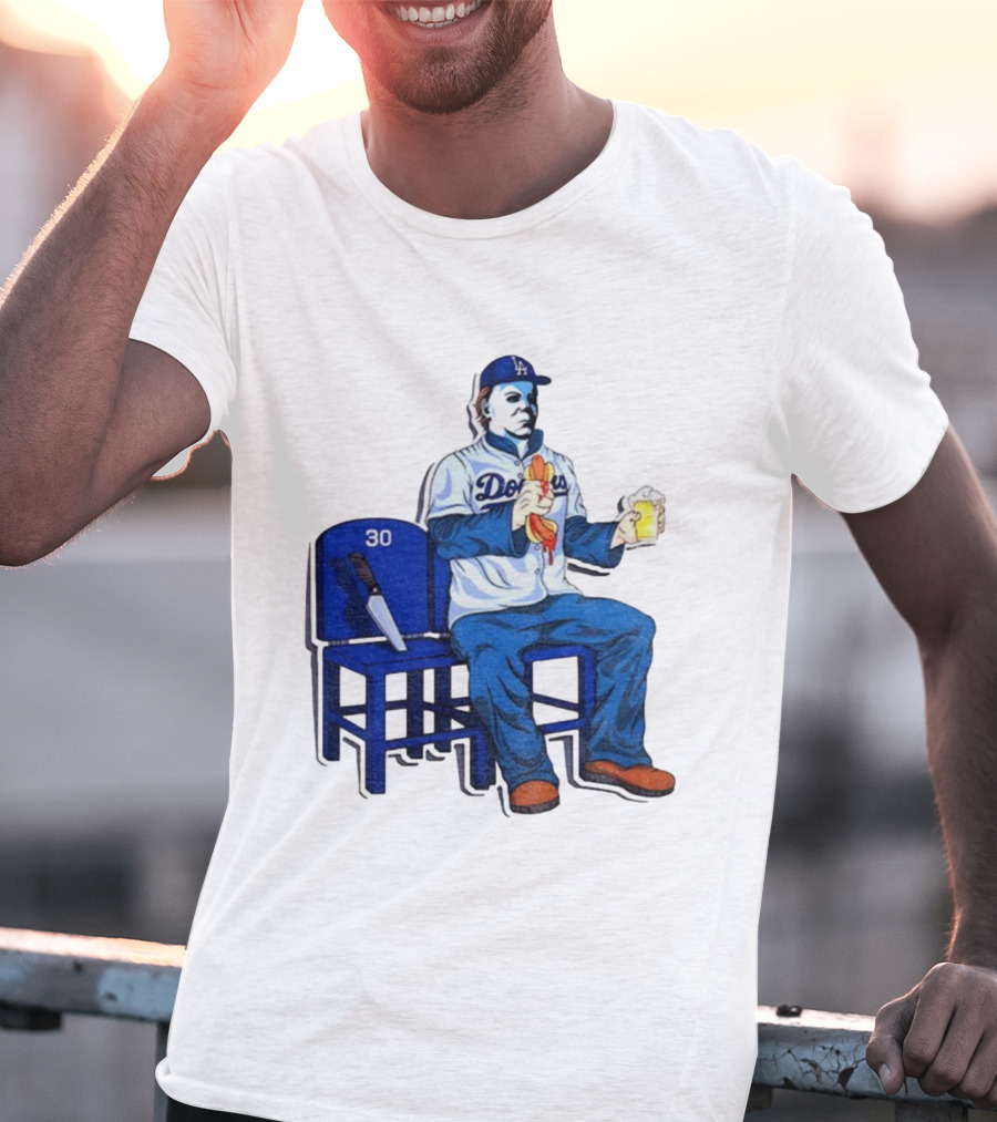 Michael Myers Dodgers Dave Roberts Hot Dog Beer MLB 2025 T-Shirt