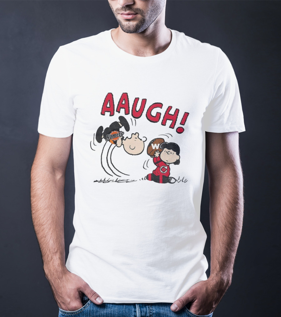 Peanuts Charlie Brown Cincinnati Cyclones Vs Komets Hockey AAUGH! Lucy Linus T-Shirt