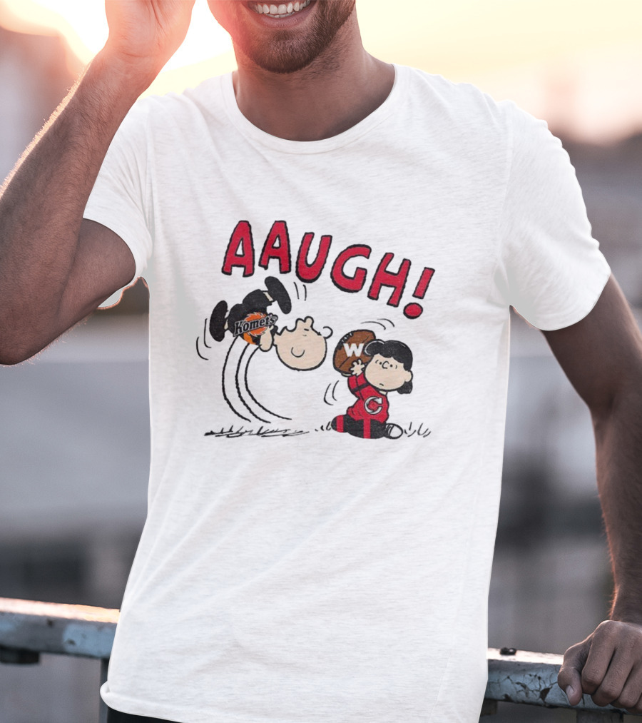 Peanuts Charlie Brown Cincinnati Cyclones Vs Komets Hockey AAUGH! Lucy Linus T-Shirt