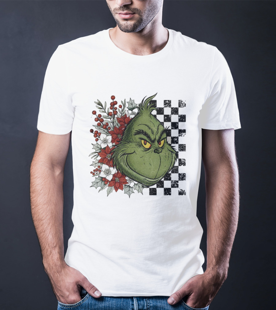 Grinch Floral Christmas Characters Merry Christmas 2025 Festive Design T-Shirt