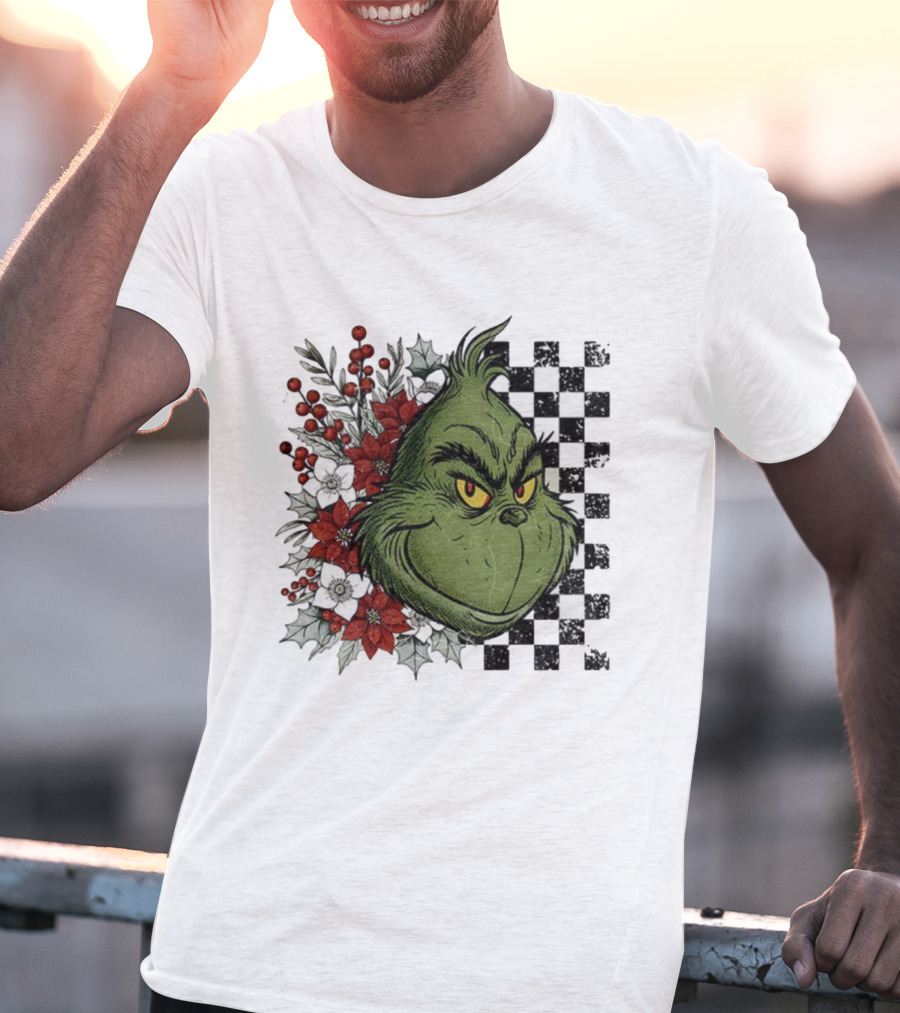 Grinch Floral Christmas Characters Merry Christmas 2025 Festive Design T-Shirt