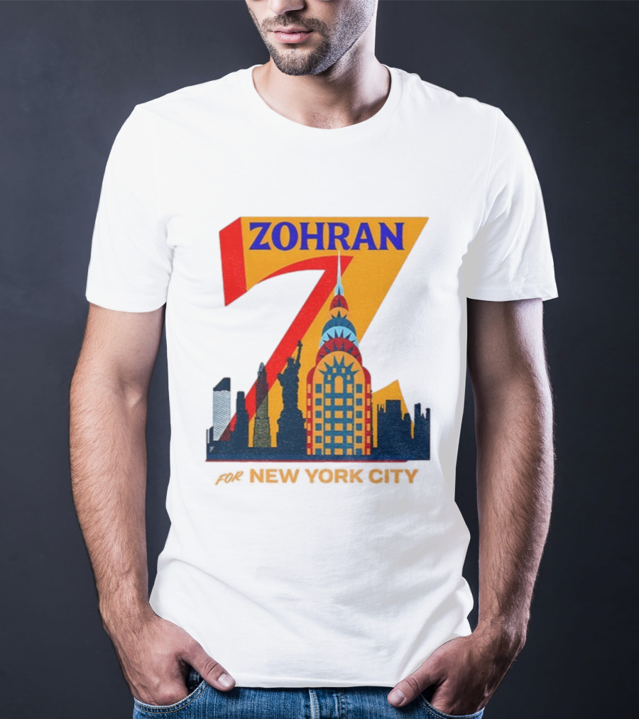 Zohran 2025 New York City Skyline Mayor Mamdani Campaign T-Shirt