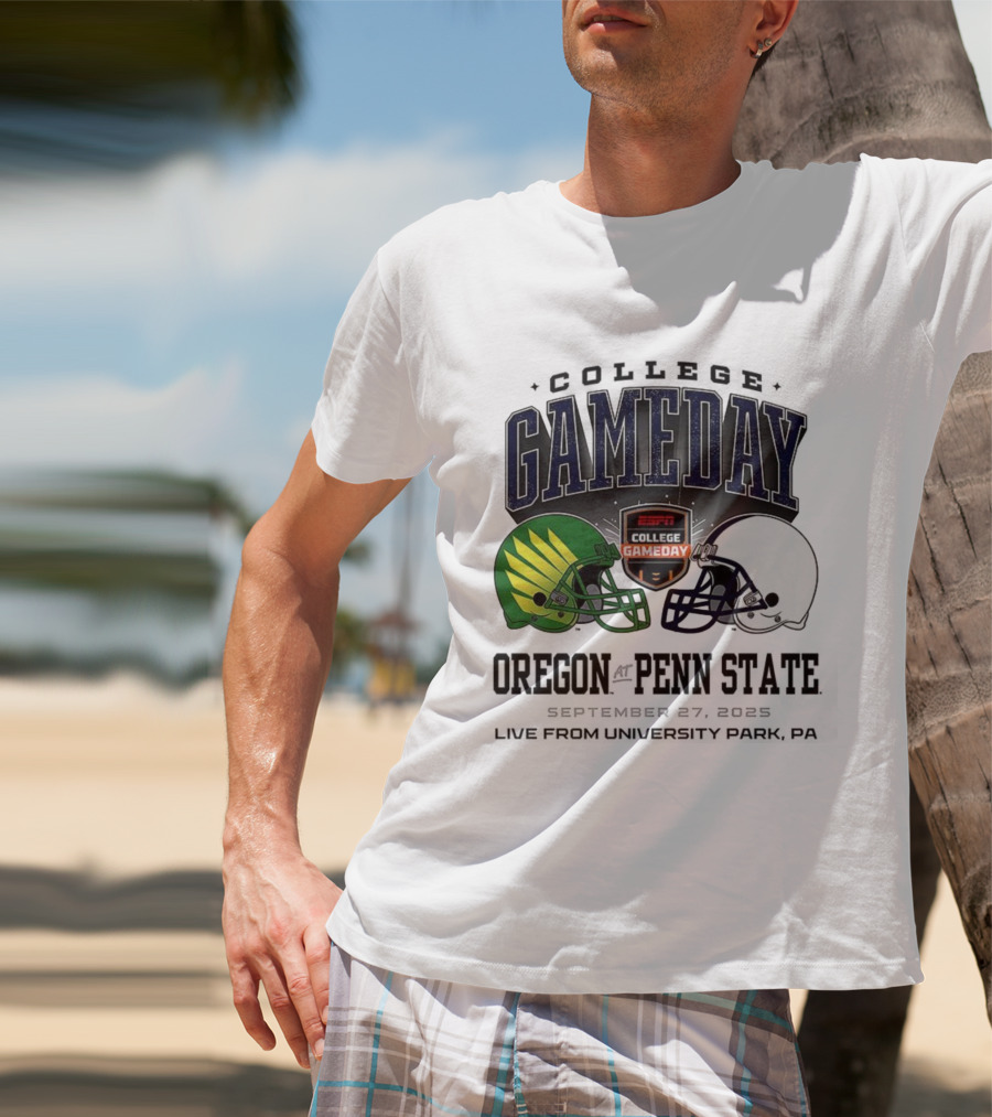 Gameday Oregon Ducks Vs Penn State Nittany Lions ESPN College Football 2025 Helmet Showdown T-Shirt